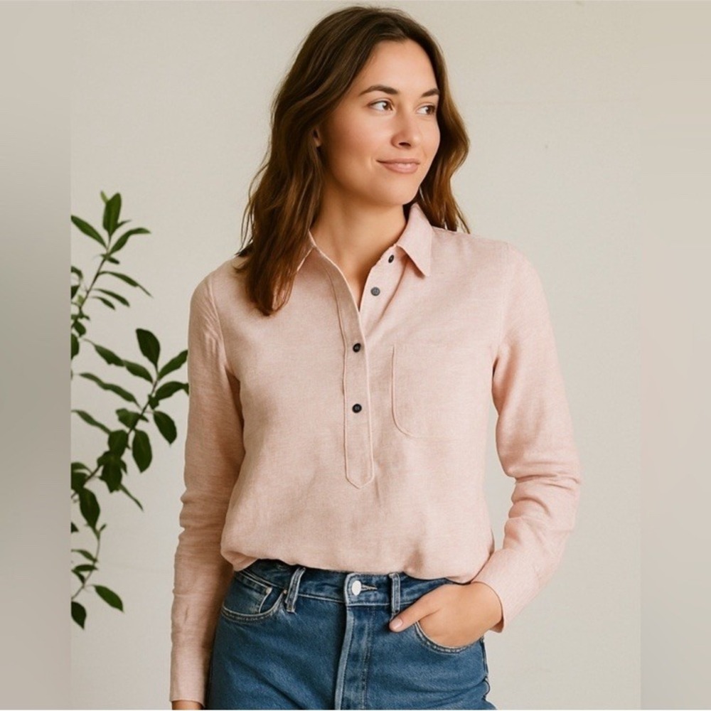 Eight Sand Yarn Dyed Popover Womens XS Preppy Resortwear Classic‎